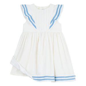 Petit Bateau - Vestido con volantes de popelina de algodón orgánico | Blanco