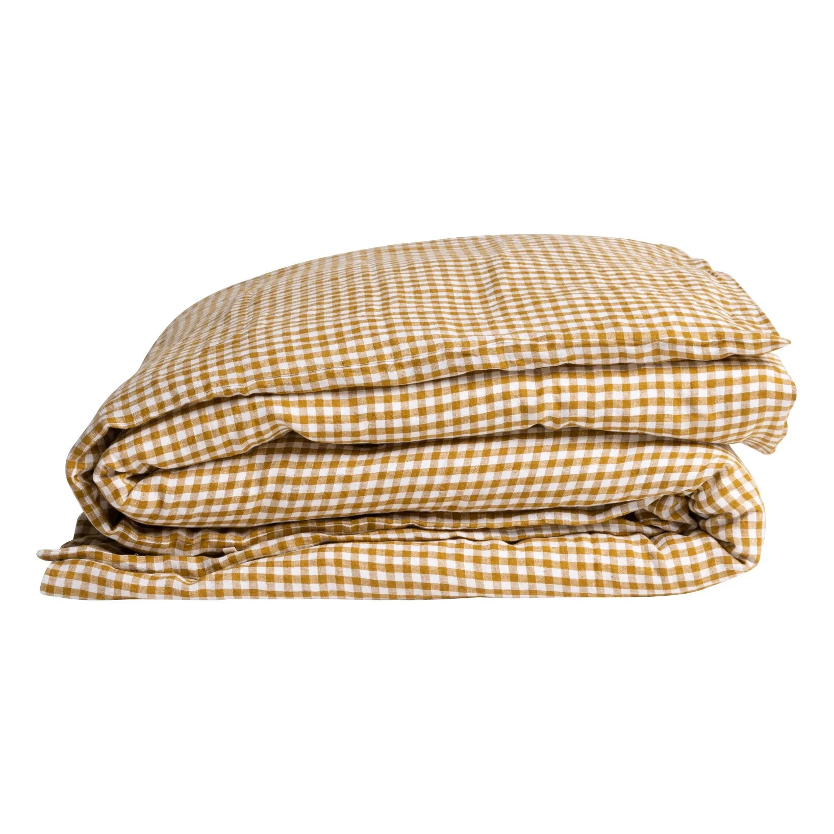 Gabrielle Paris - Funda nórdica de lino lavado Gingham | Cúrcuma