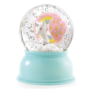 Djeco - Lámpara quitamiedos globo de nieve unicornio