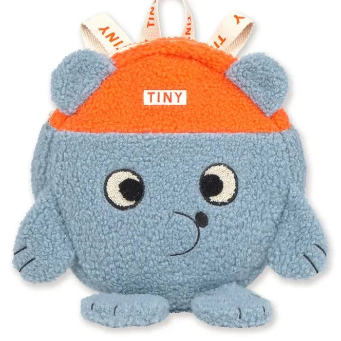 Tinycottons - Mochila con forma de osito de peluche azul
