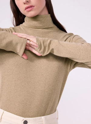 Petit Bateau - Suéter de cuello cisne | Beige jaspeado