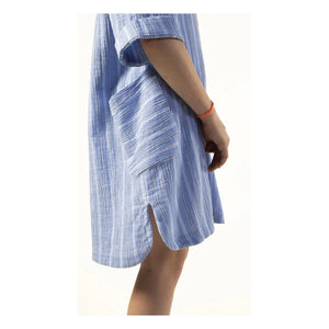 Sunchild - Vestido camisero de algodón orgánico a rayas Cadaqués | Azul