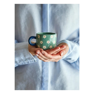 Bloomingville - Taza Nini de cerámica con diseño floral | Azul