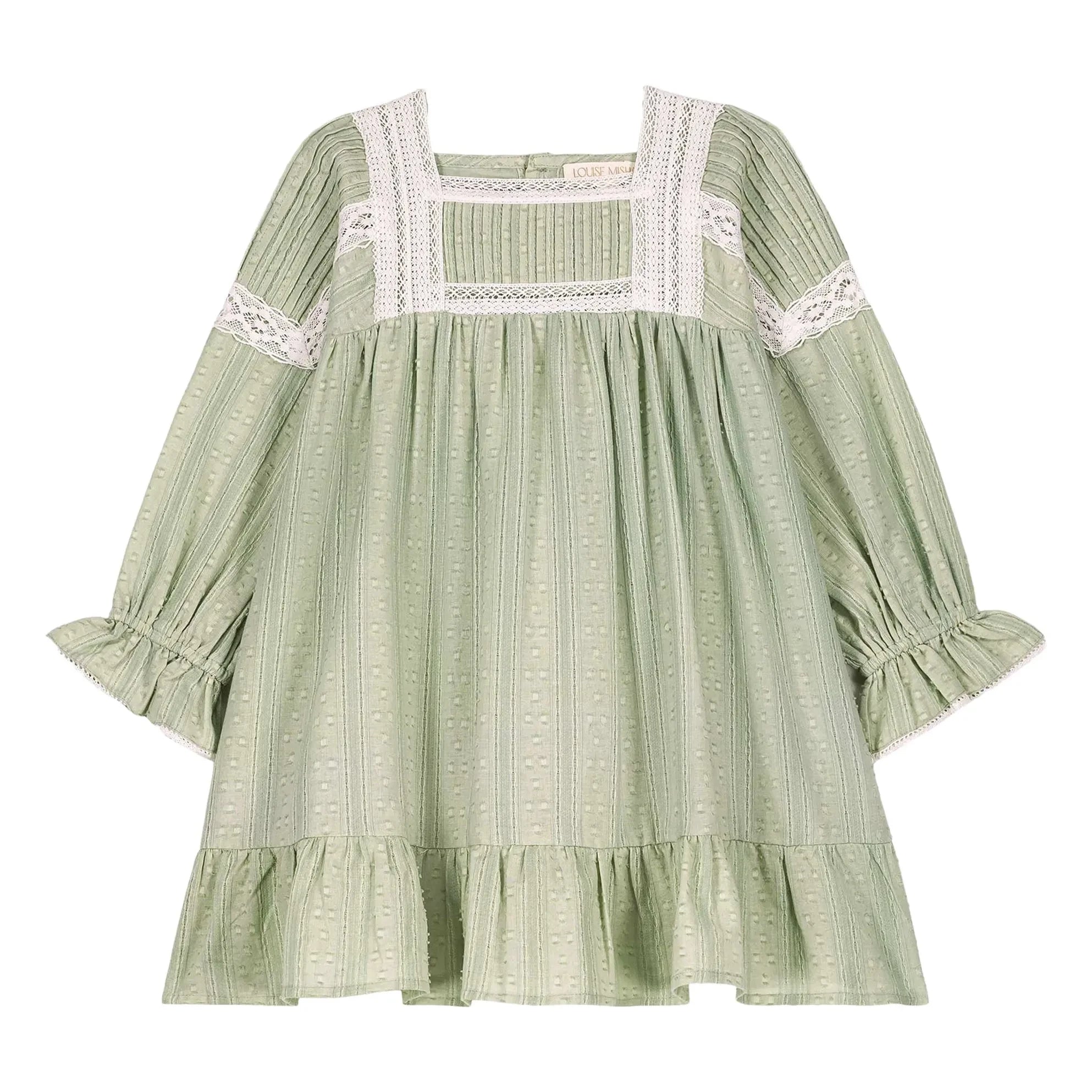 Louise Misha - Vestido de algodón orgánico Laureline | Verde almendra
