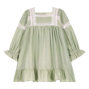 Louise Misha - Vestido de algodón orgánico Laureline | Verde almendra