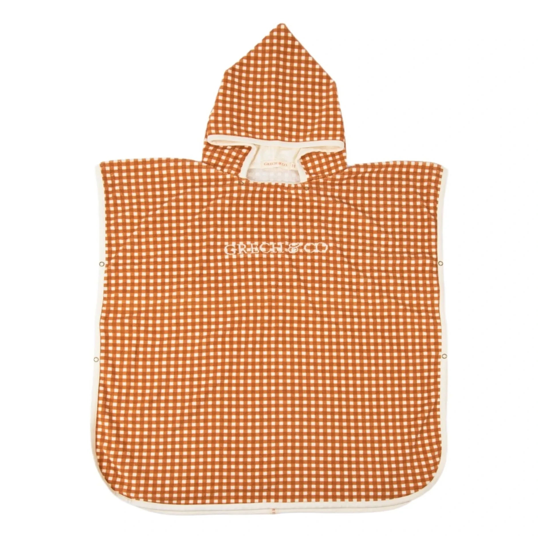 Grech & Co - Poncho de baño Vichy de algodón orgánico | Mostaza