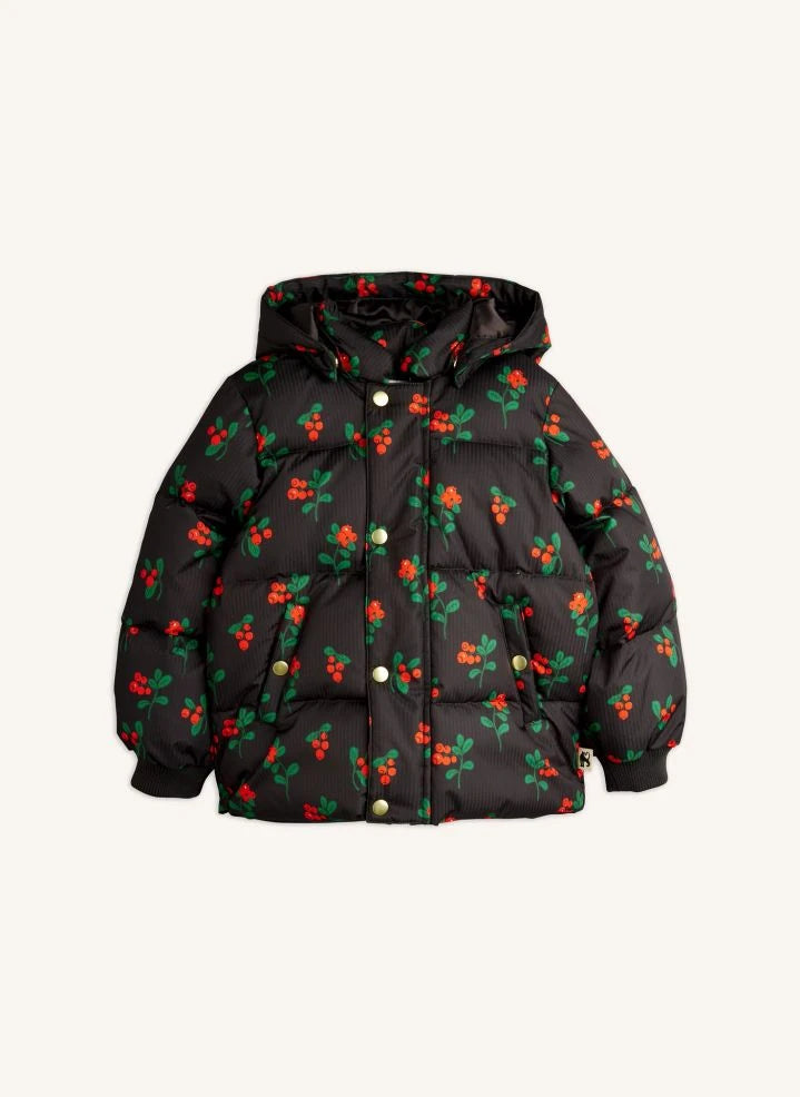 Mini Rodini - Plumífero con estampado Lingonberries | Negro