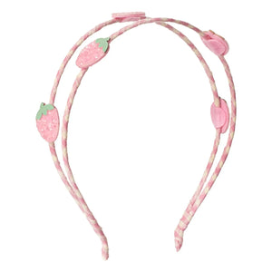 Rockahula Kids - Diadema de guinga rosa con fresas dobles | Rosa Claro
