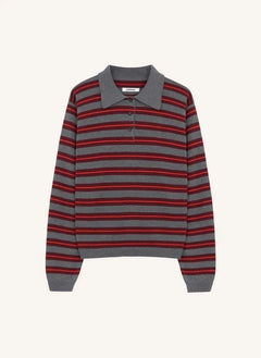 Cordera - Camiseta polo de algodón orgánico a rayas | Gris