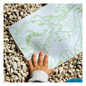 Superpetit - Set individual mini reversible con 4 rotuladores - Dinosaurio
