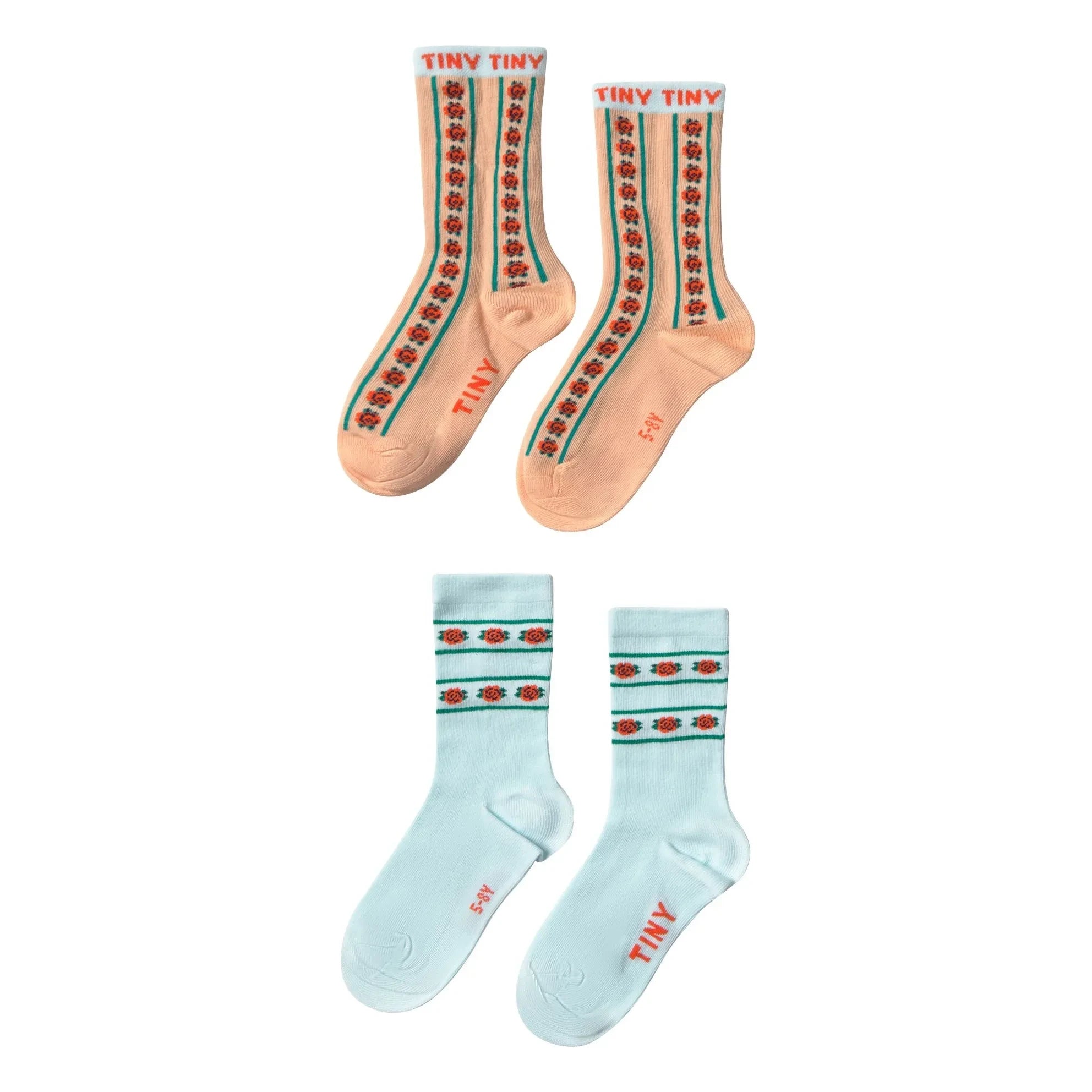 Tinycottons - Pack de 2 pares de calcetines rosa | Azul claro