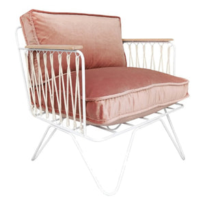 Honoré - Sillón Croisette Blanco - Terciopelo - | Rosa