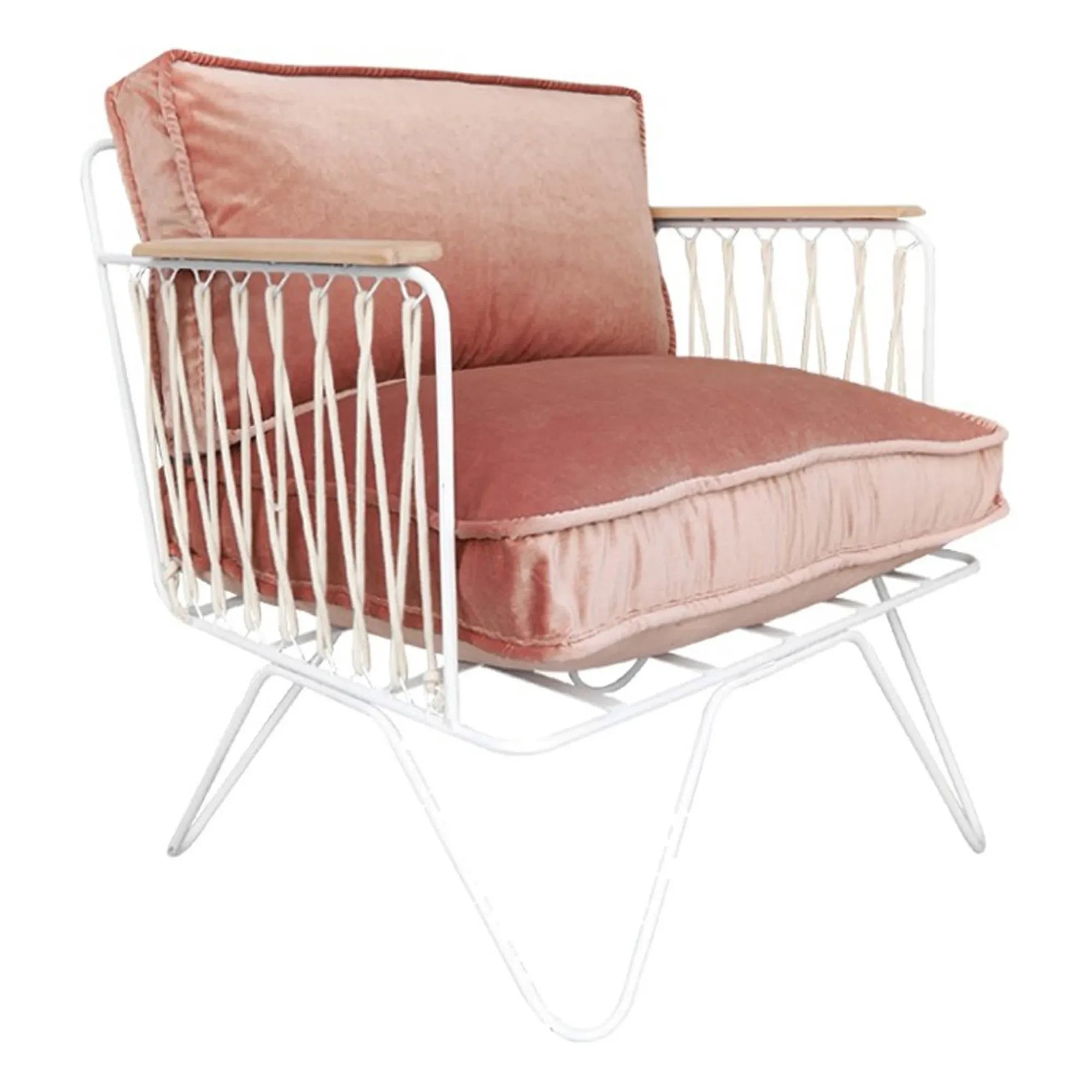 Honoré - Sillón Croisette Blanco - Terciopelo - | Rosa