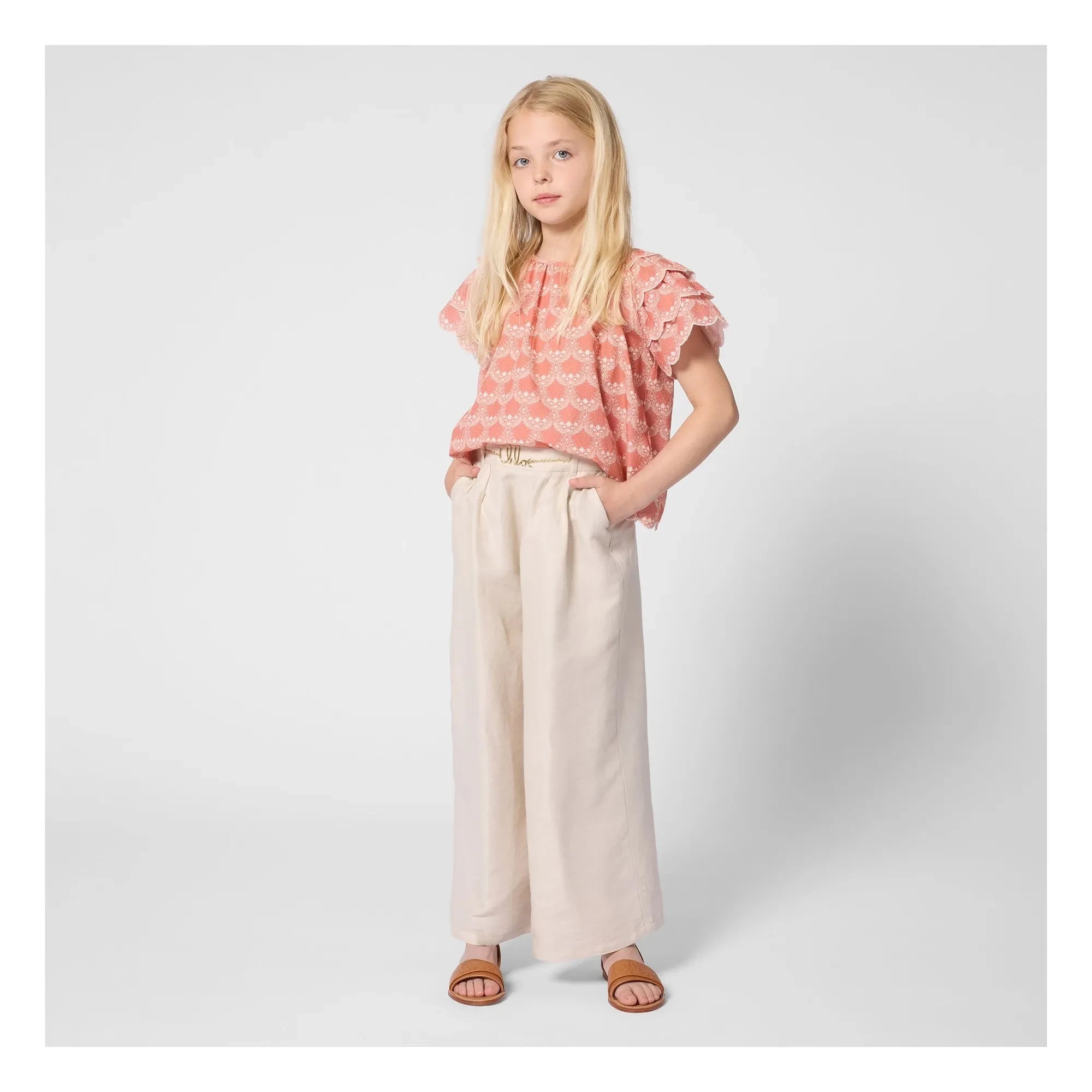 Chloé - Blusa de volantes de algodón orgánico | Melocotón