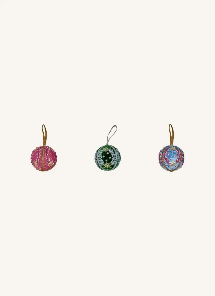 Rice - Adornos de Año Nuevo de Terciopelo - Set de 3 | Multicolor