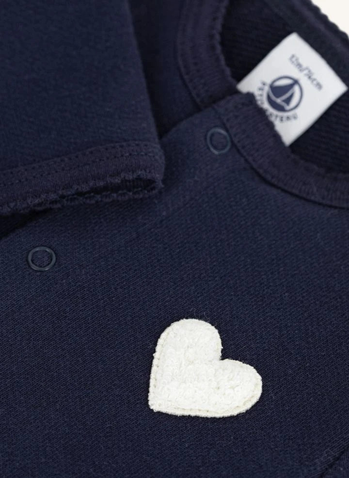Petit Bateau - Cárdigan con corazón de algodón orgánico | Azul noche