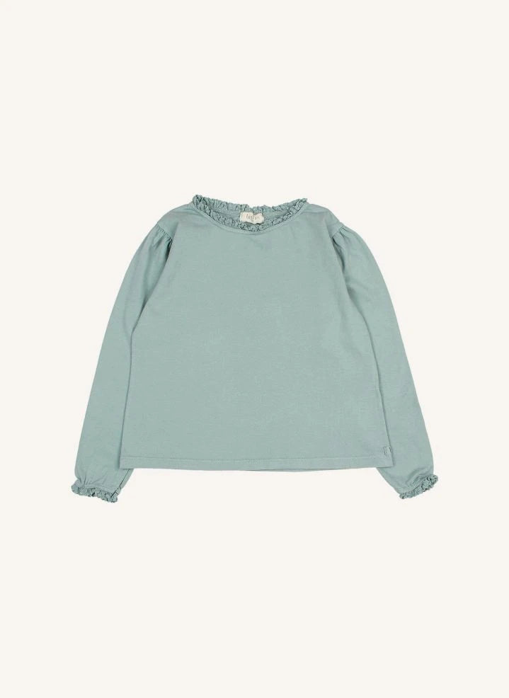 Búho - Camiseta de algodón orgánico con encaje | Verde cedro