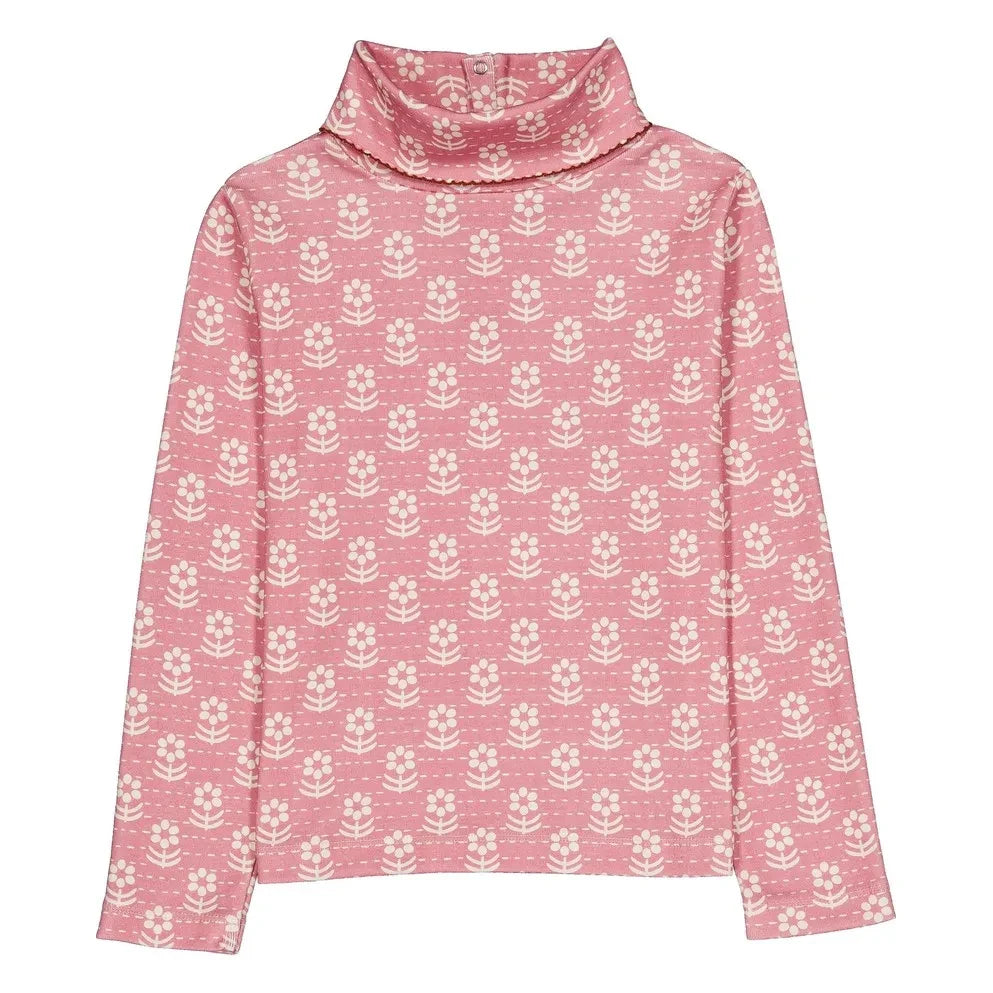 Hola Simone - Jersey De Cuello Alto De Algodón Orgánico Con Estampado Floral Twiggy | Rosa