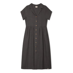 Matona - Vestido camisero de lino de corte medio | Negro