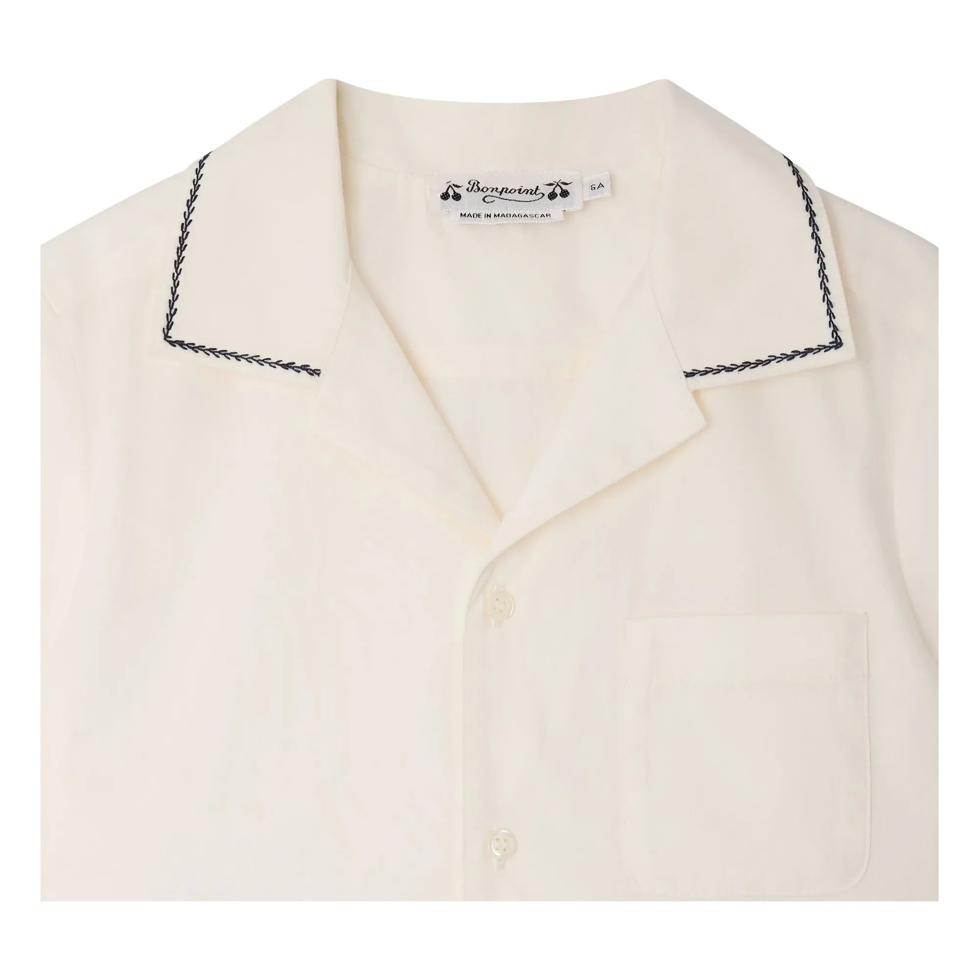Bonpoint - Camisa con bordado Steve Algodón orgánico | Crema