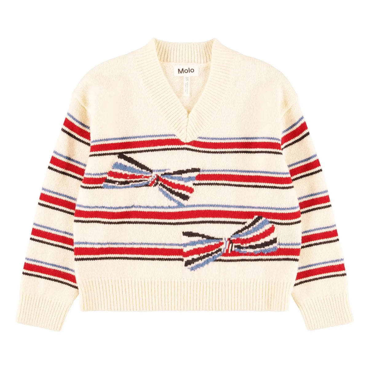 Molo - Gwenda Jersey de Lana con Nudo Rayado | Blanco