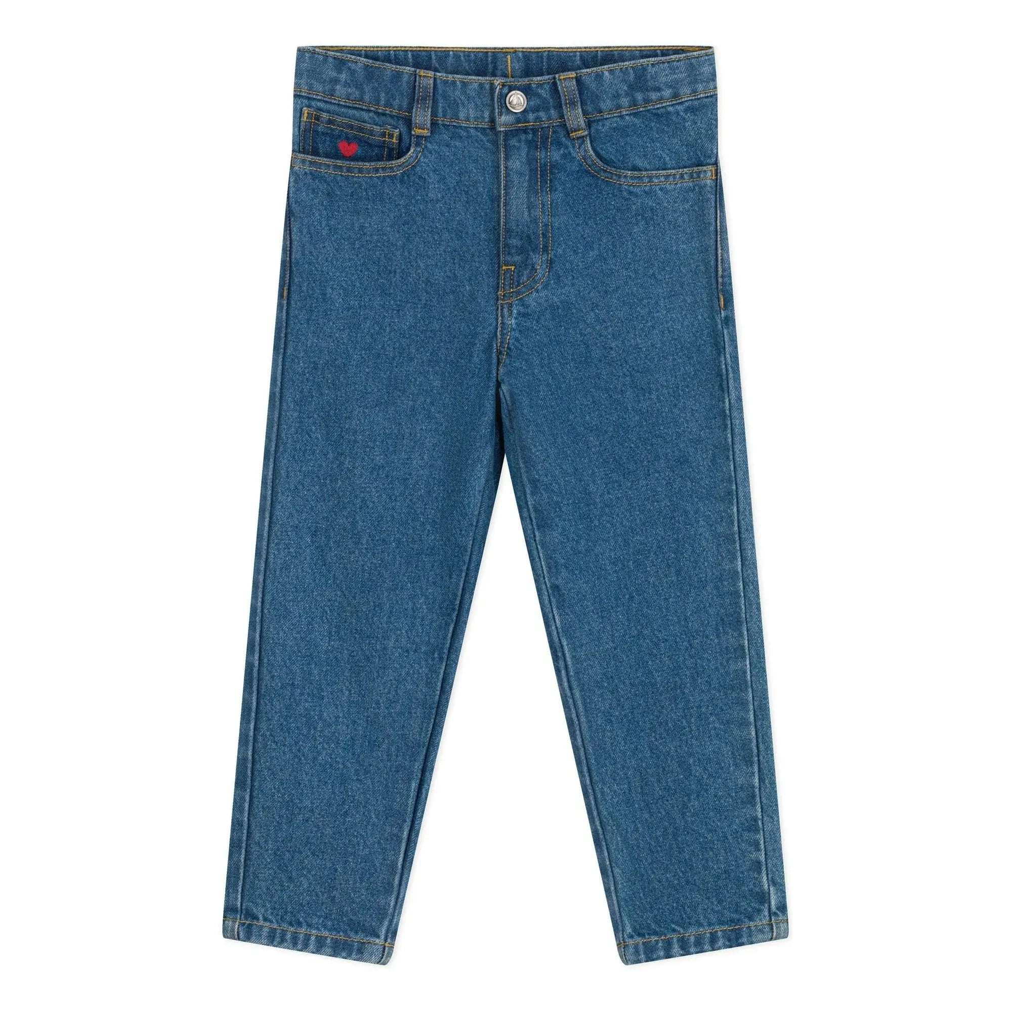 Petit Bateau - Jeans de algodón orgánico bordado en el bolsillo | Azul denim