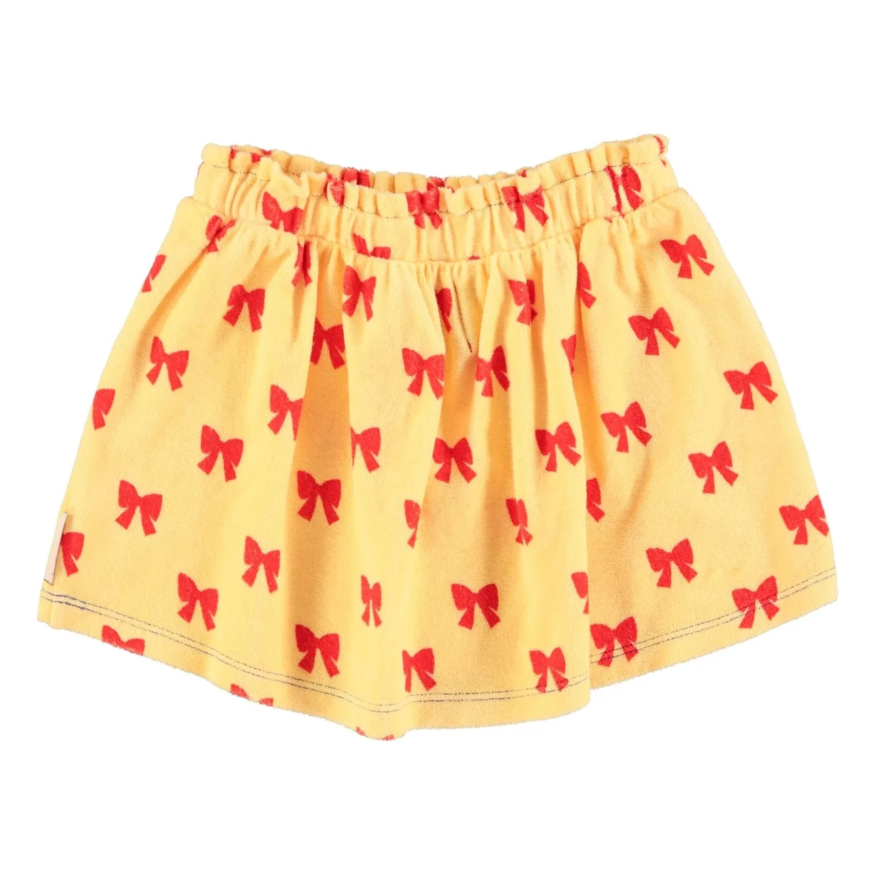 Piupiuchick - Falda corta de tela de toalla orgánica, con lazo | Amarillo