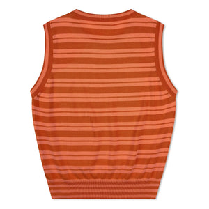 Matona - Camiseta sin mangas de punto fino de algodón orgánico a rayas | Rojo oscuro