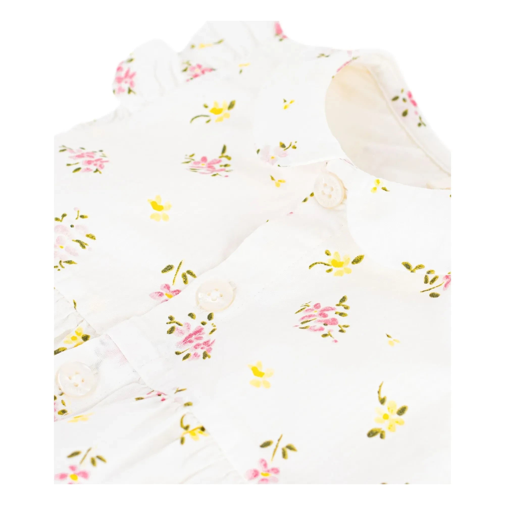 Petit Bateau - Peto de seersucker blanco de algodón orgánico con estampado floral