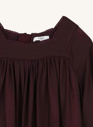 Chloé - Vestido Fleurie de gasa de lana | Plum