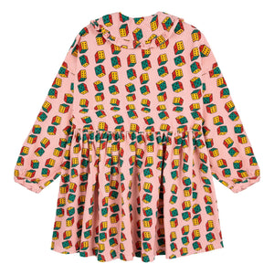 Bobo Choses - Vestido de pana de algodón orgánico con bufanda de dados | Rosa