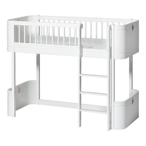 Oliver Furniture - Cama Mini+ de Madera de Altura Media 68x162cm | Blanca