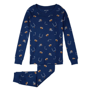 Petit Lem - Pijama de fútbol de algodón orgánico | Azul marino