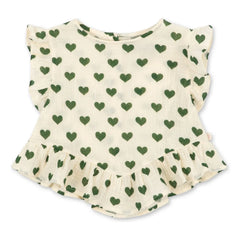 Konges Sløjd - Top de algodón orgánico Coco Hearts | Crudo
