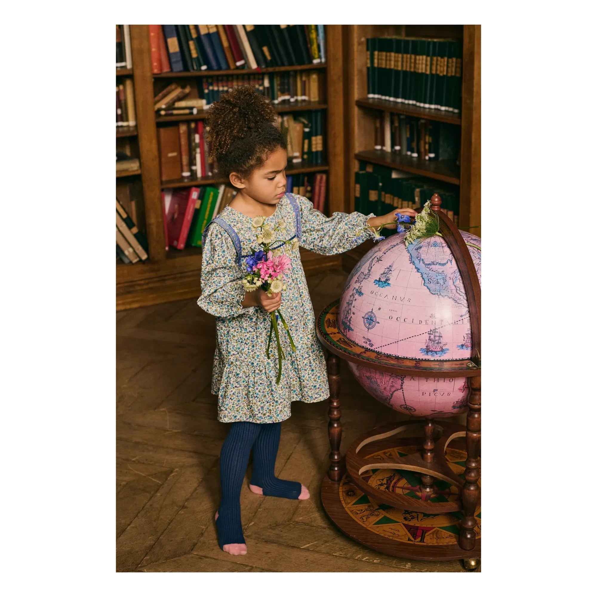 Louise Misha - Vestido Isatys Terciopelo Fino Estampado Floral | Azul