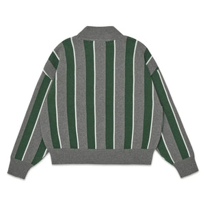 Main Story - Organik Pamuklu Çizgili Logo Sweatshirt | Gri