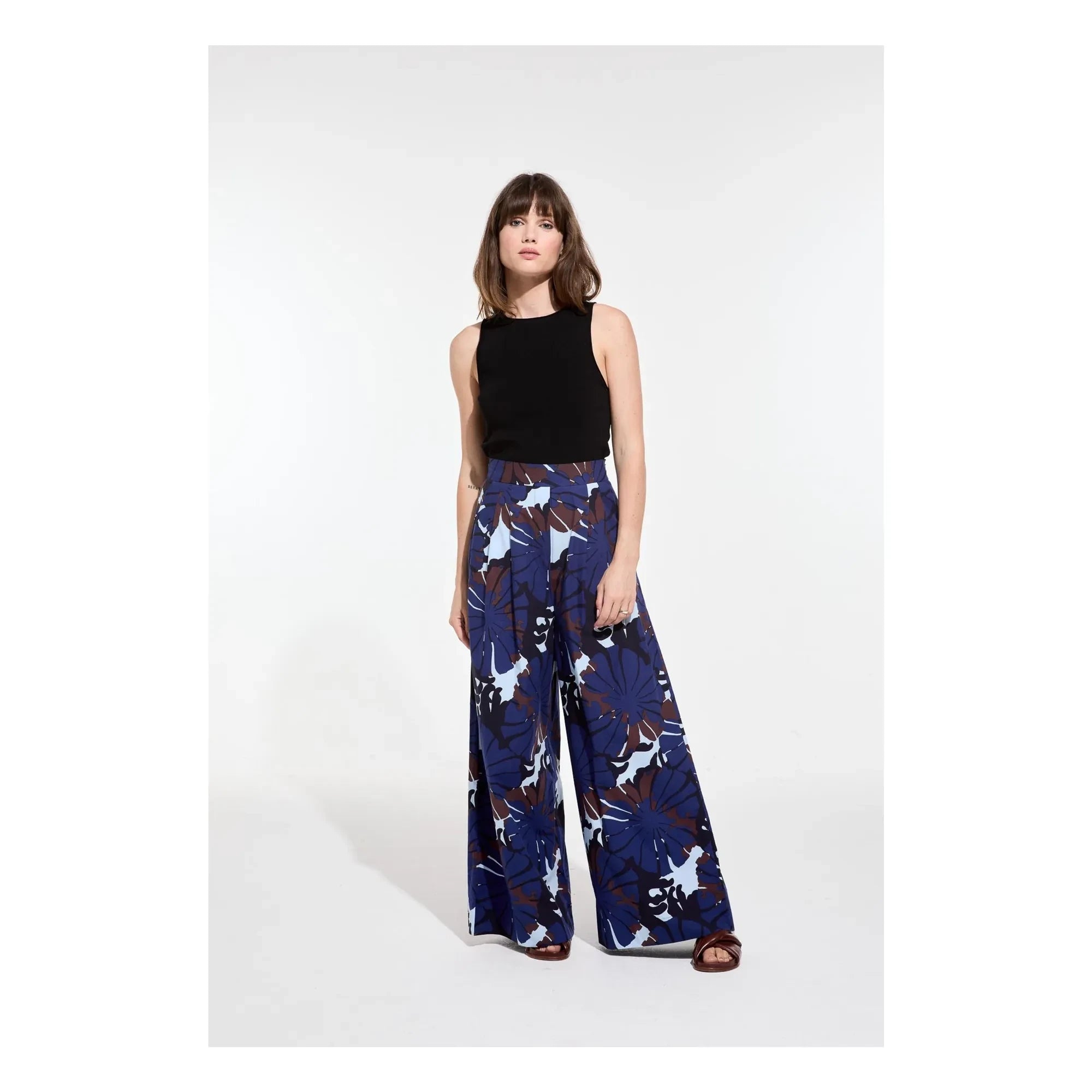 Mapoésie - Penelope Poppy Pantalón Popelín de Algodón | Azul