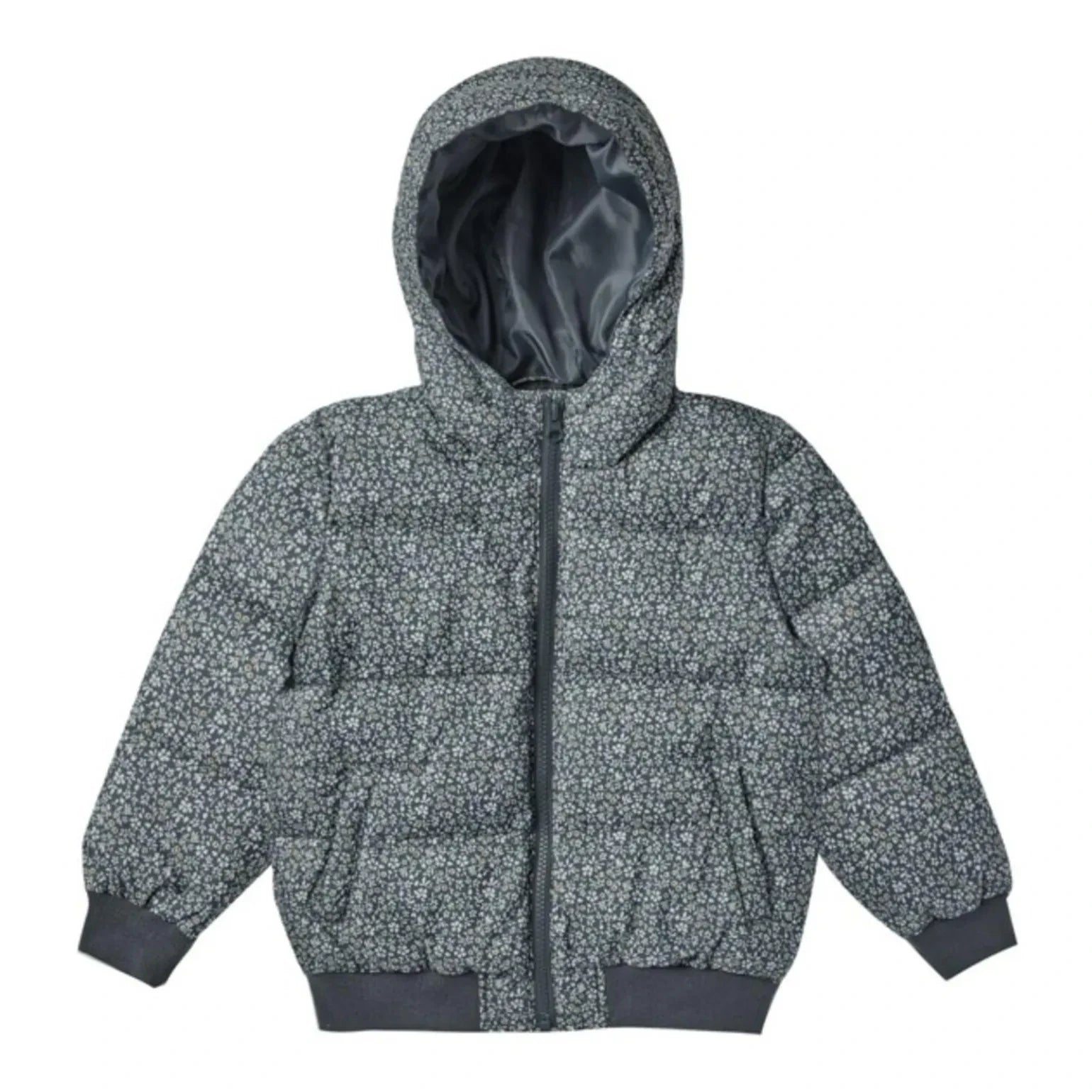 Rylee + Cru - Chaqueta Acolchada Recortada con Estampado Floral | Gris