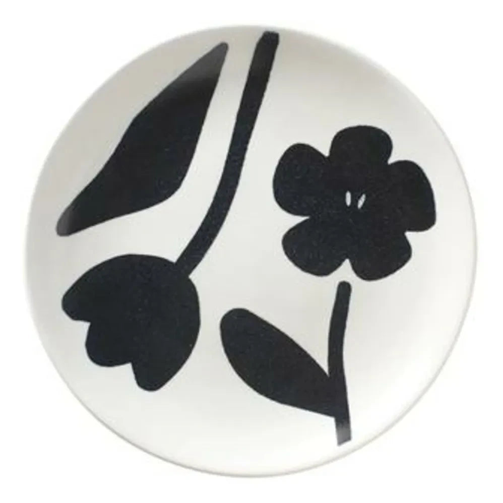Broste Copenhagen - Plato cerámico de gres Flora | Negro