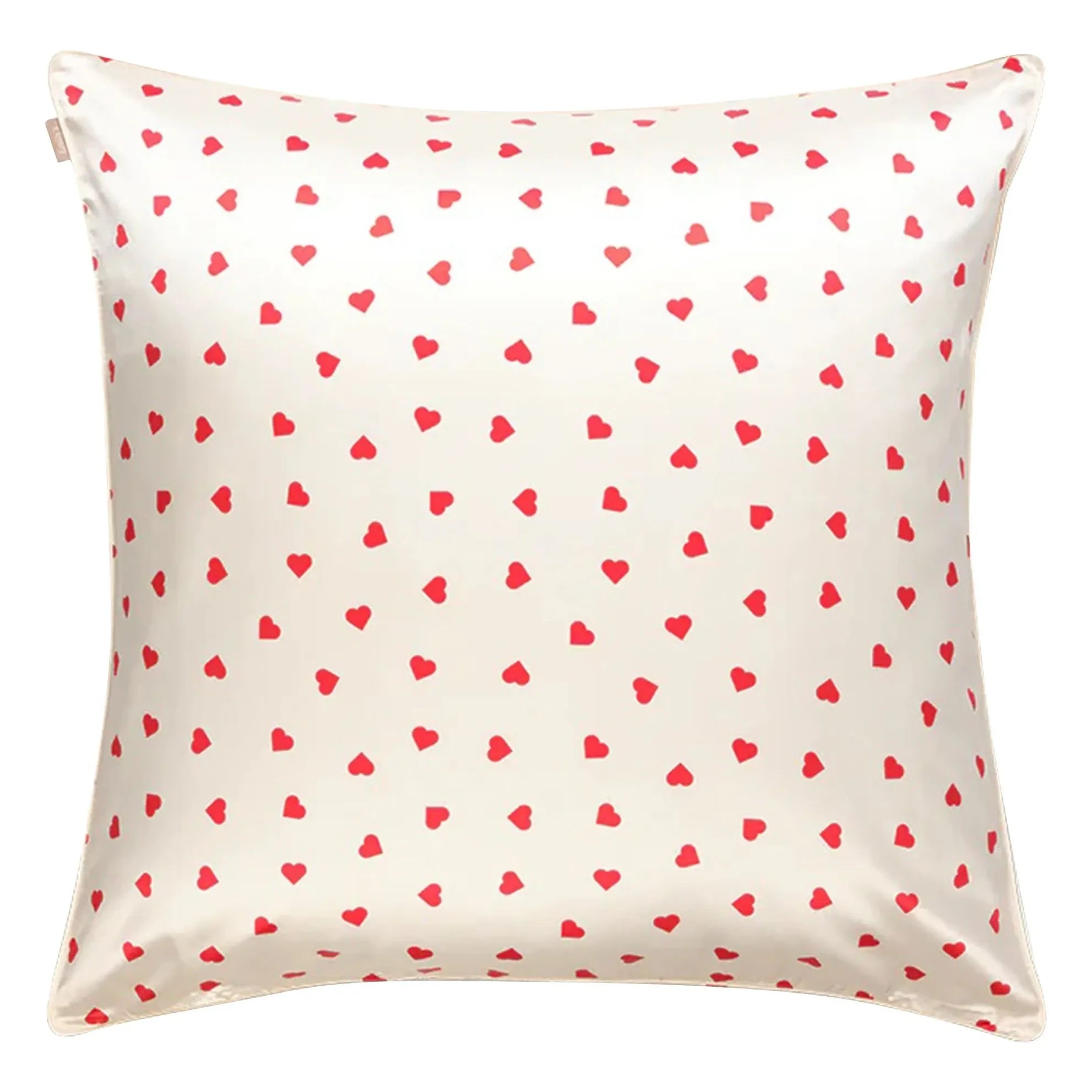 Funda de almohada de seda de morera Emily's Pillow con estampado de corazón | Crema