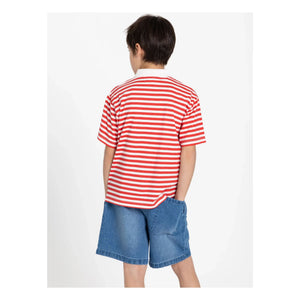 Smallable Kid - Polo de algodón orgánico a rayas Tilo | Rojo oscuro