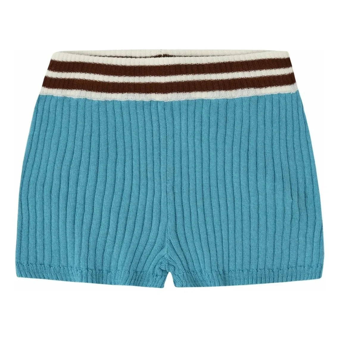Pantalón corto acanalado de punto de algodón orgánico | Azul cerúleo