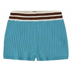 Pantalón corto acanalado de punto de algodón orgánico | Azul cerúleo