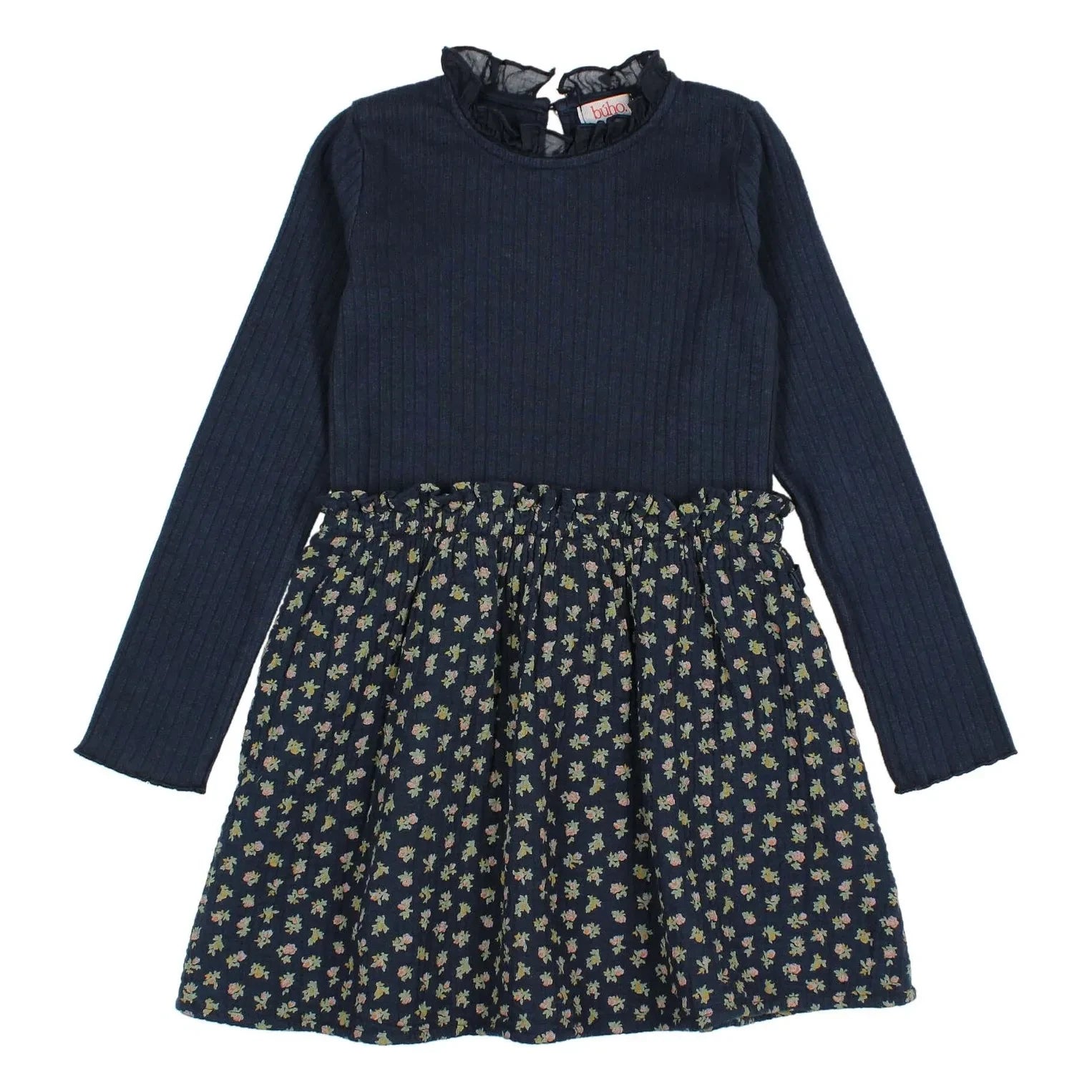 Búho - Vestido de Doble Tejido de Algodón Orgánico Cottage Fleurie | Azul Marino