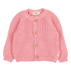 Búho - Cárdigan de algodón orgánico Côtes Perlées | Rosa chicle