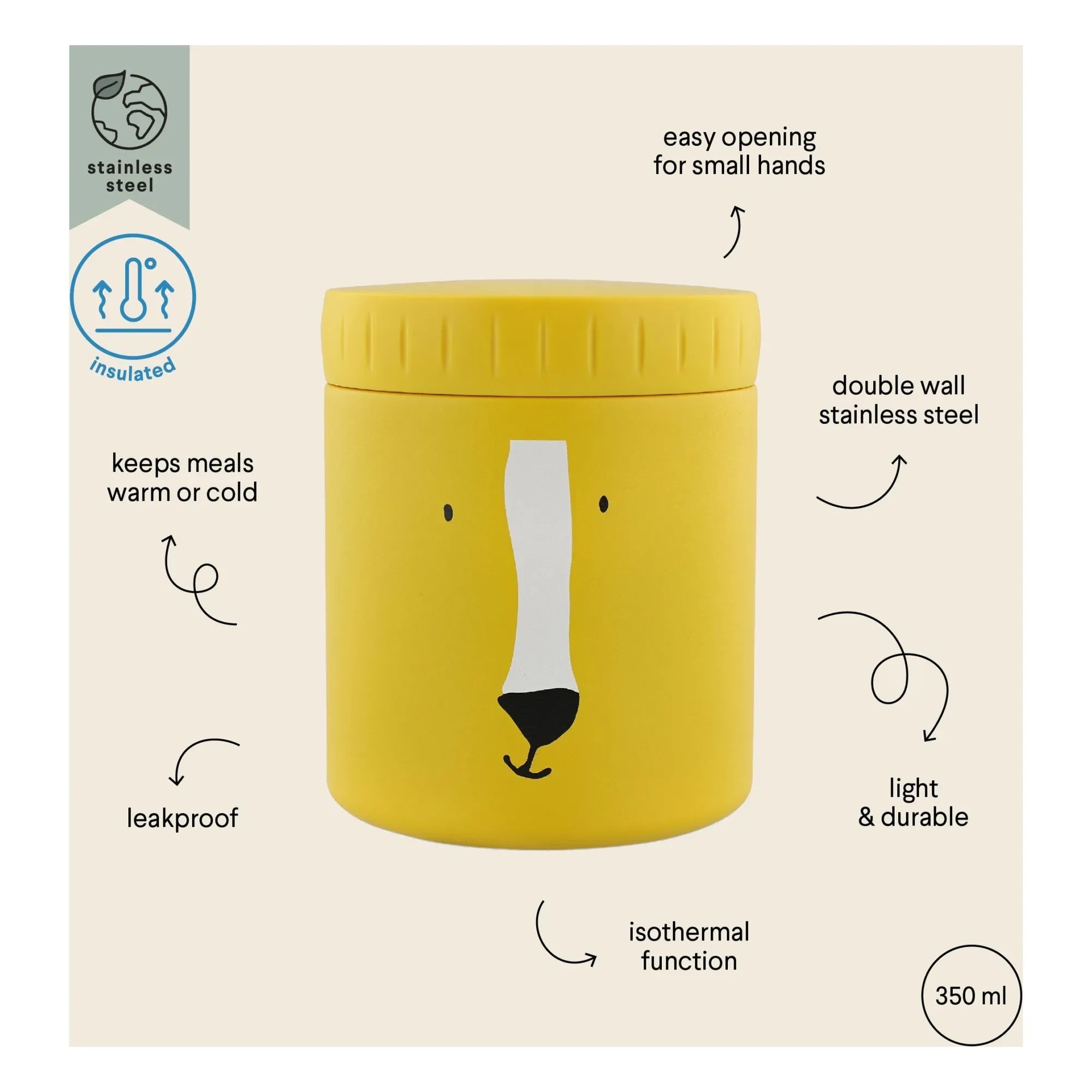 Trixie - Fiambrera isotérmica 350 ml Mr Lion | Amarillo