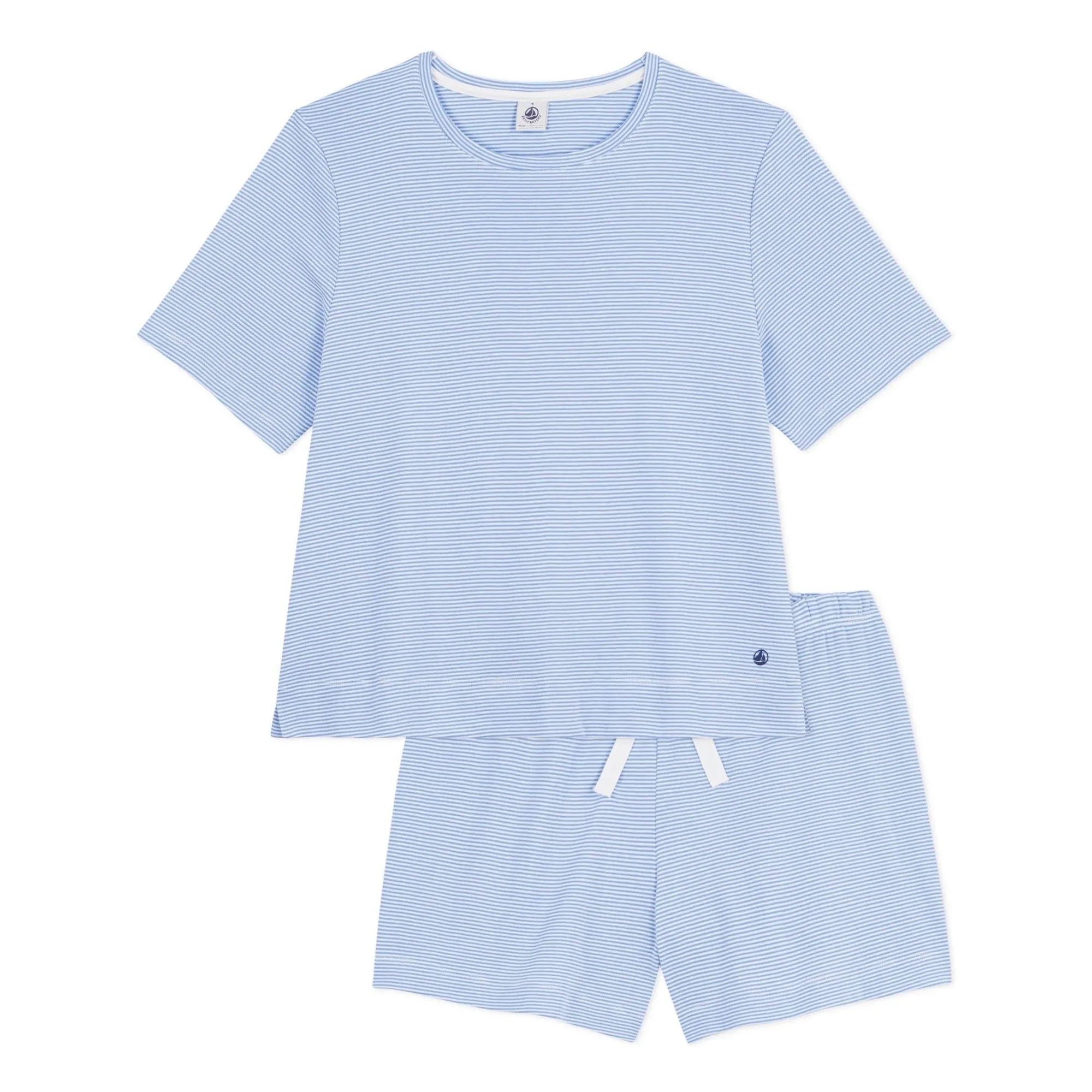 Petit Bateau - Pantalón corto de pijama de algodón orgánico a rayas | Azul