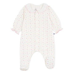 Petit Bateau - Pijama con pies Corazones de algodón orgánico tubique | Blanco