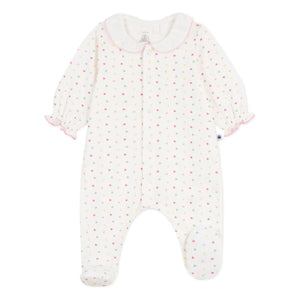 Petit Bateau - Pijama con pies Corazones de algodón orgánico tubique | Blanco