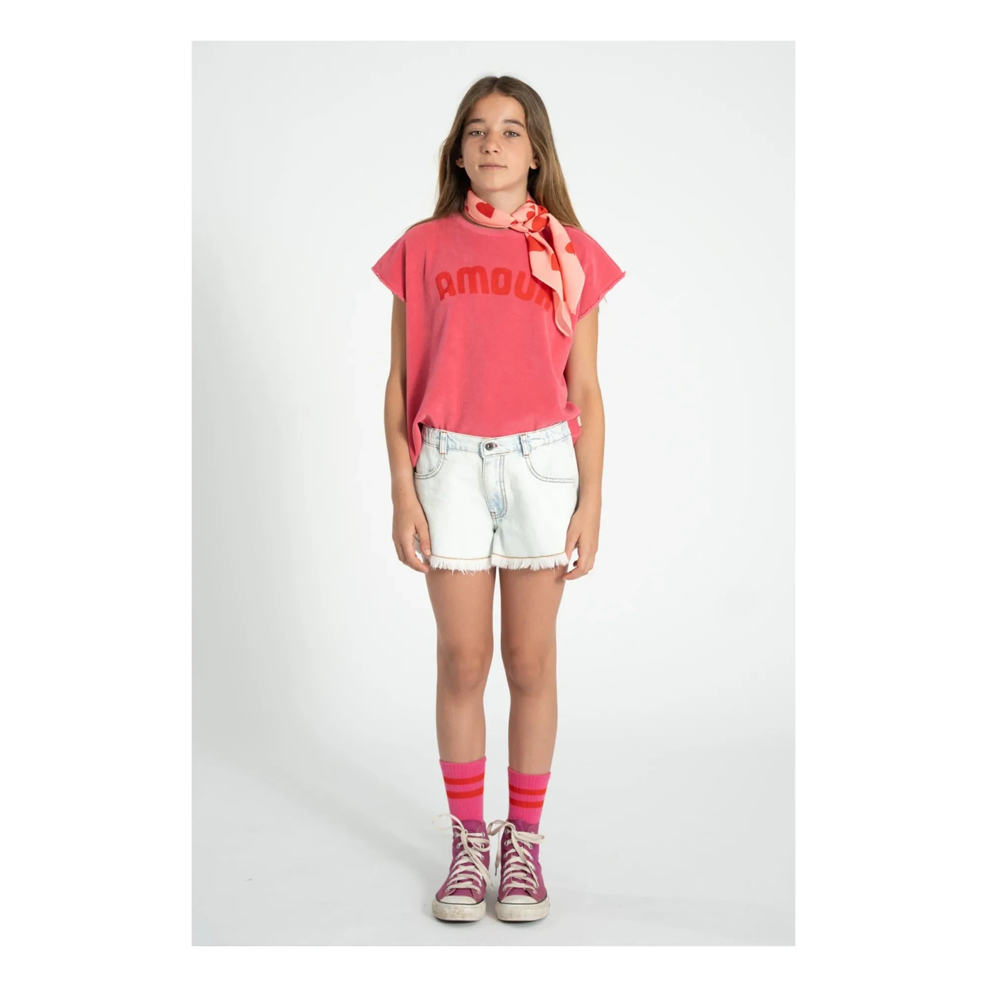 Piupiuchick - Camiseta sin mangas de esponja de algodón orgánico Love | Fucsia
